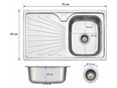 Inox sudopera 76×45 cm 24709-D