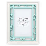 Dekorativni ram za slike  – beli sa mint zelenim detaljima i srcima, 13 × 18 cm