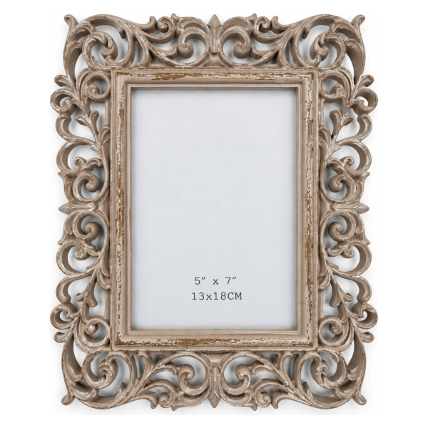 Dekorativni ram za slike  – bež sa baroknim ornamentima, 13 × 18 cm