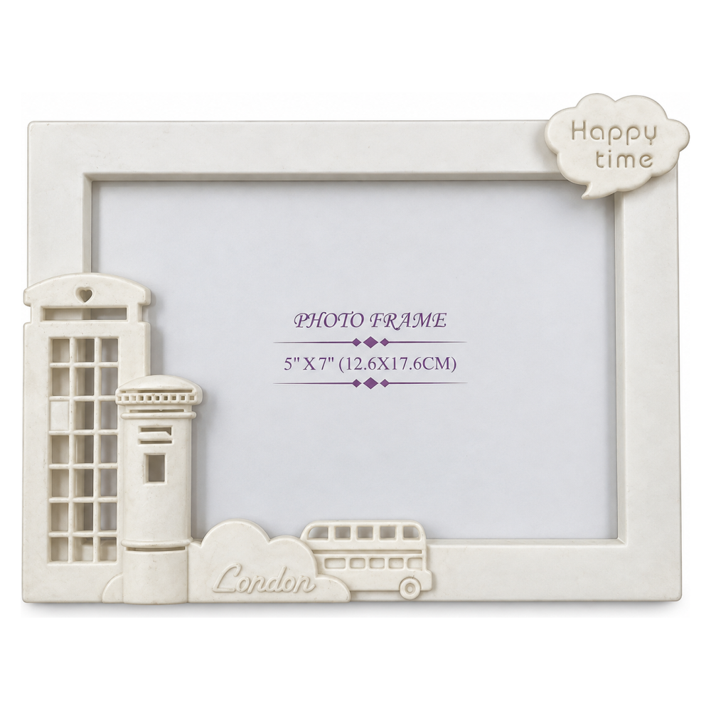 Dekorativni ram za slike HL739H – krem beli sa motivima Londona, 13 × 18 cm