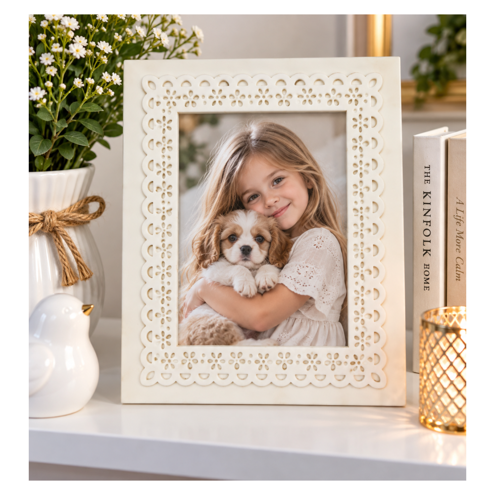 Dekorativni ram za slike  – krem beli 13 × 18 cm