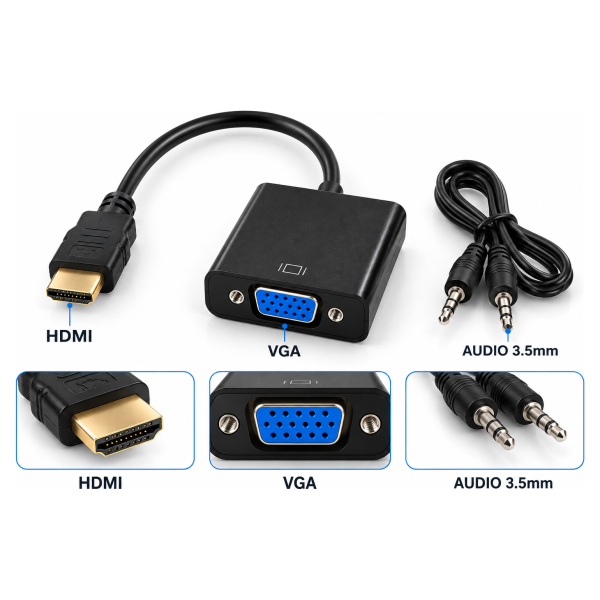 HDMI na VGA adapter sa 3,5 mm audio kablom