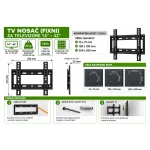 Zidni nosač za TV 14–42 inča 179306 – fiksni, do 25 kg